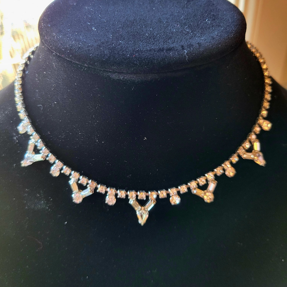 Six Elegant Silver Tone and Black Rhinestone Necklaces - Picture 7 of 7